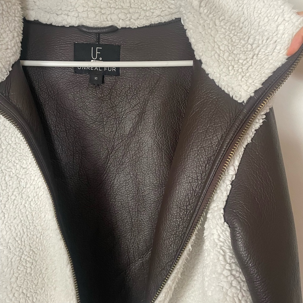 Unreal Fur Symbiosis Shearling Leather Jacket XS - Picture 8 of 13